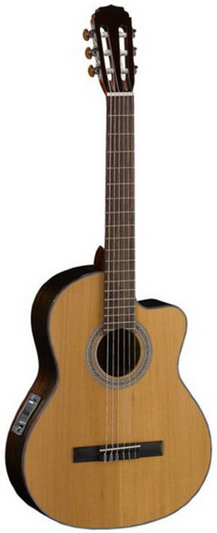 CORT ACC15F NAT Электроакустическая класcическая гитара с чехлом, Natural (натуральный)