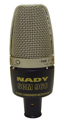 NADY SCM960 Студийный конденс. микрофон, диафрагма 1"х 3 микр., кардиоида/круг/восьмерка, 25-20000 Гц, сопр. 200 Ом, чувств. 16 мВ/Па, SPL 125 дБ, S/N 76 дБ, аттеньюатор -10 дБ, -20 дБ, фант. питание +48 В