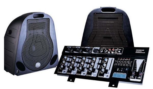 SOUNDKING ZH0402D10P Мобильный звукоусилительный комплект (активный микшер+2 акустические системы со стойками)