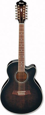 IBANEZ AEL2012E TRANSPARENT BLACK SUNBURST 12-струнная электроакустическая гитара
