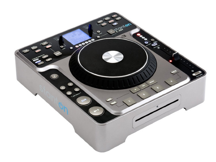 STANTON C324 Настольный CD плеер, сенсорный контроллер Jog Weel, проигрывание MP3 файлов, большой дисплей для отображения ID3 тегов и поиска файлов, anti-shock буфер, pitch контроль +/-8, 16, 25,100% с функцией pitch bend, Auto Cue, Key Lock