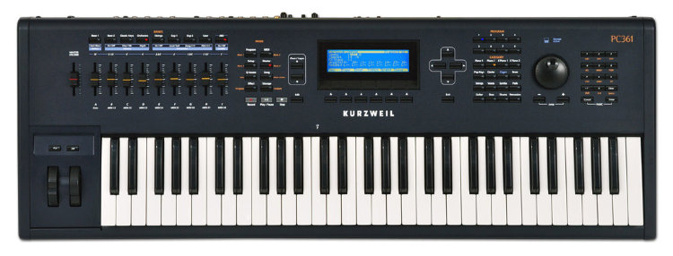 KURZWEIL PC361 Синтезатор 61 лёгк.кл.850тембр, 16+2проц.эфф.300алгор, 128гол.полиф, VASTсинтез, 9 слайдеров, SPDIF