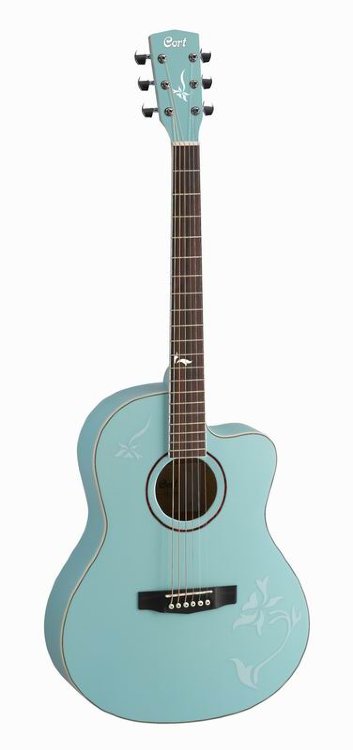 CORT JADE2 PBM W/BAG Акустическая гитара с чехлом, Pearl Blue Metallic (жемчужно-голубой металлик)