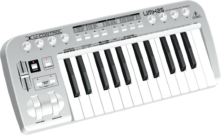 BEHRINGER UMX25 U-control Комплект: миди-клавиатура UMX25 + ПО + звуковой интерфейс USB