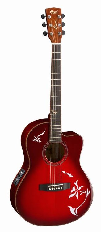 CORT JADE6 TWB W/BAG Электроакустическая гитара с чехлом, красная