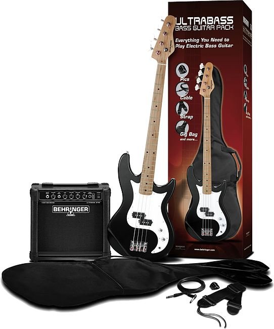 BEHRINGER BASSGUITAR Комплект: бас-гитара, комбо 10Вт, чехол, ремень, аксессуары