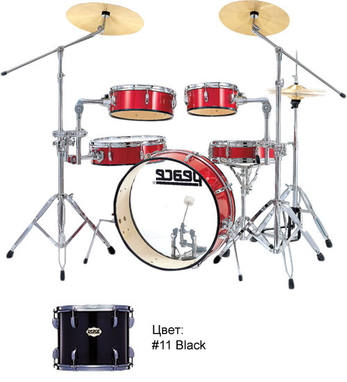 DP-225-5 Compact (Black #11) Компактная ударная установка из 5-ти барабанов серии Bantam, хромирован