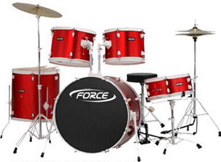 FORCE DSC-2007RD Ударная установка (22"+16"+13"+12"+14"+1 стойка тар., стул, 3 тарелки), материал - топ